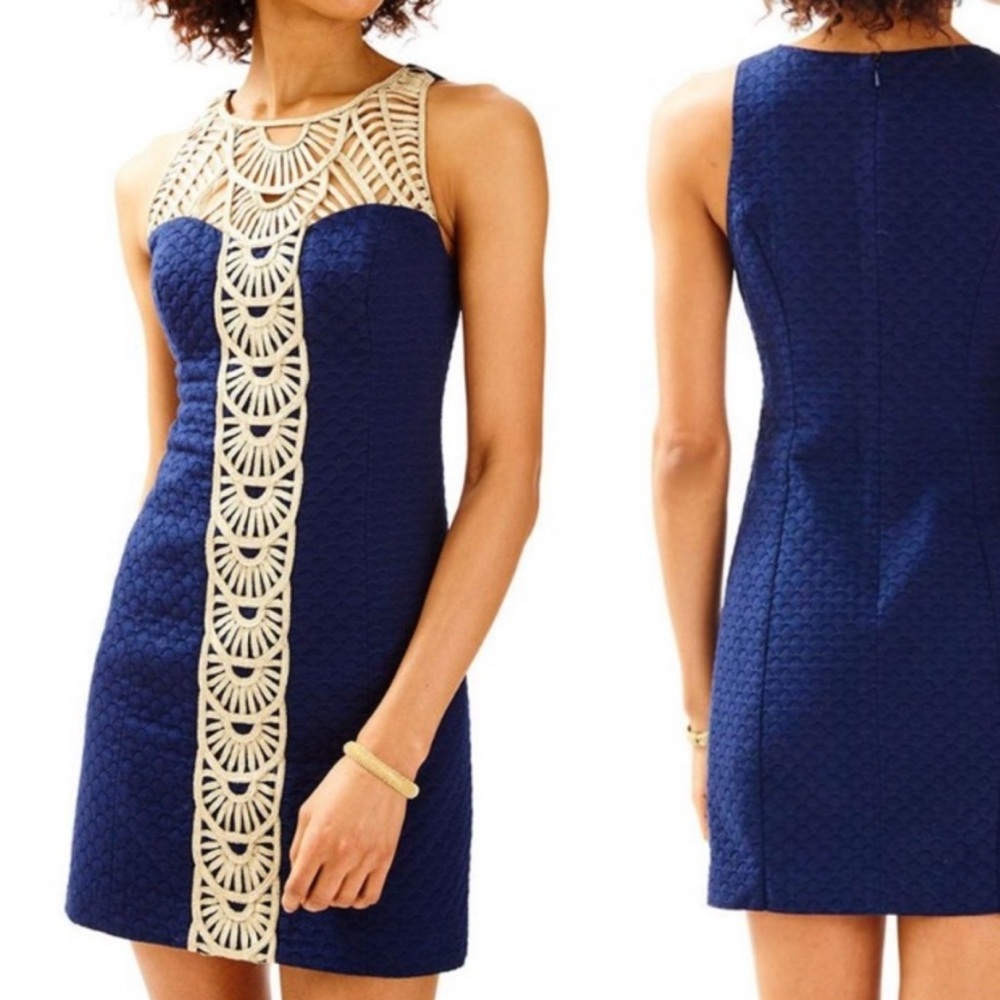 Lilly Pulitzer Tana Navy and Cream Shift Mini Dress